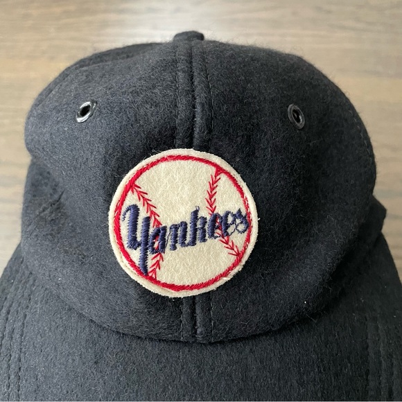 New York Yankees Rare Vintage 1970s Authentic Black Wool Baseball Hat Cap - Picture 2 of 8
